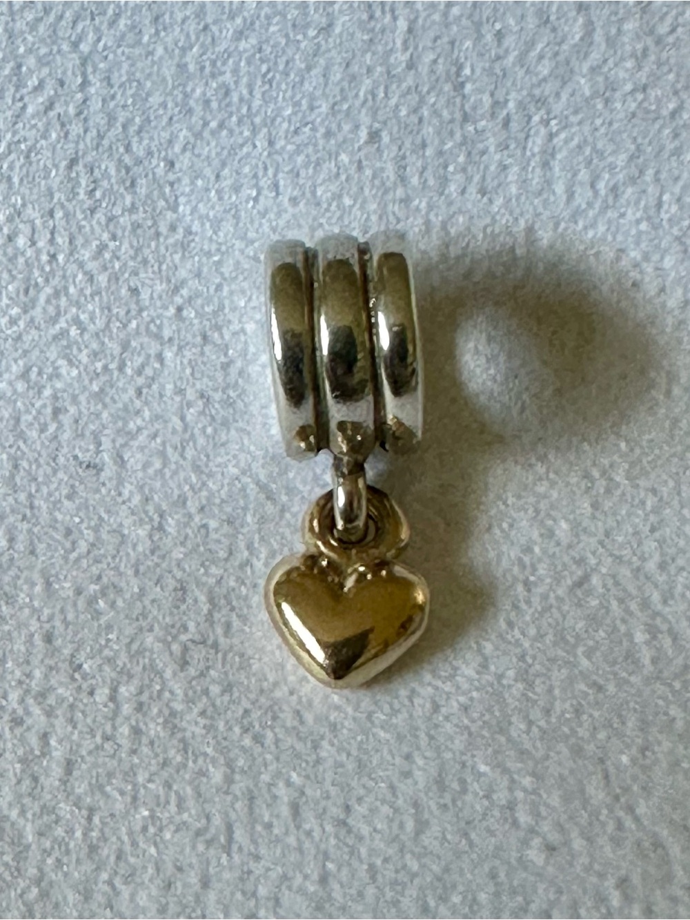 Retired Pandora Two-Tone Heart Dangle Charm